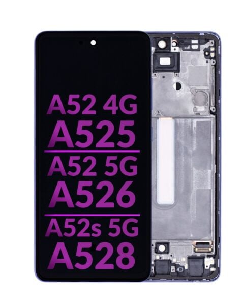 Galaxy A52 4G (A525 / 2021) / A52 5G (A526 / 2021) / A52s 5G (A528 / 2021) LCD Assembly w/ Frame (VIOLET)