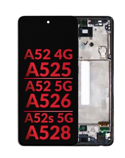 Galaxy A52 4G (A525 / 2021) / A52 5G (A526 / 2021) / A52S 5G (A528 / 2021) OLED Assembly w/ Frame (BLACK) (Aftermarket OLED)