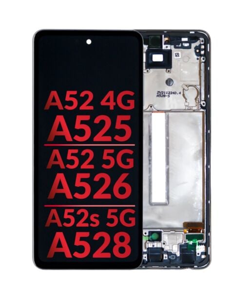 Galaxy A52 4G (A525 / 2021) / A52 5G (A526 / 2021) / A52S 5G (A528 / 2021) OLED Assembly w/ Frame (WHITE)