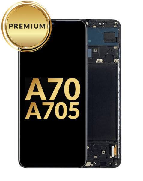 Galaxy A70 (A705 / 2019) OLED Assembly w/ Frame (BLACK) (Premium / Refurbished)