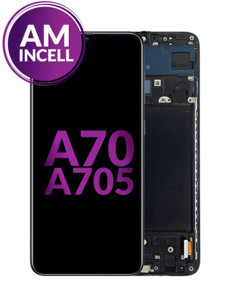 Galaxy A70 (A705 / 2019) LCD Assembly w/ Frame (BLACK) (Without Finger Print Scanner) (Aftermarket Incell)