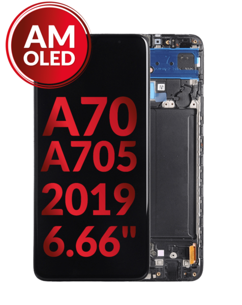 Galaxy A70 (A705 / 2019) (6.66") OLED Assembly w/ Frame (BLACK) (Aftermarket OLED)