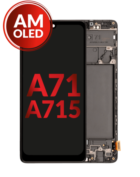 Galaxy A71 (A715 / 2020) OLED Assembly w/ Frame (BLACK) (Aftermarket OLED)