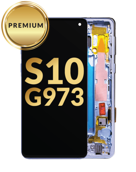Galaxy S10 (G973) OLED Assembly w/ Frame (PRISM BLUE) (Premium / Refurbished)