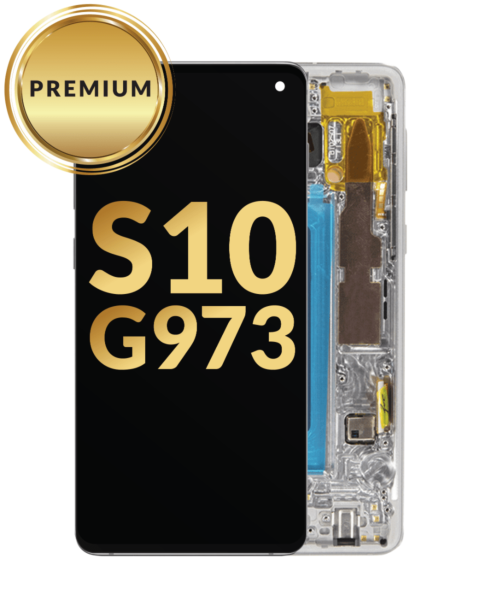 Galaxy S10 (G973) OLED Assembly w/ Frame (PRISM WHITE) (Premium / Refurbished)