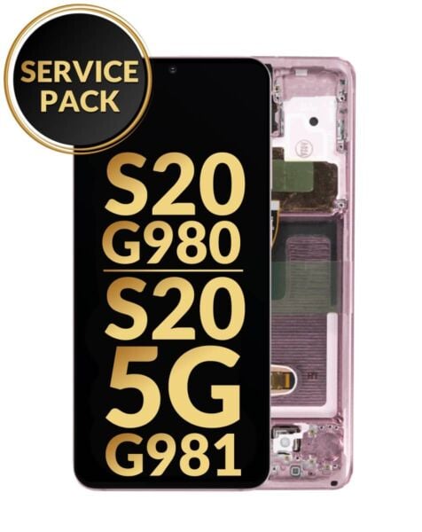 Galaxy S20 5G (G980 / G981) OLED Assembly w/ Frame (Not Compatible w/Verizon 5G UW Version) (CLOUD PINK) (Service Pack)