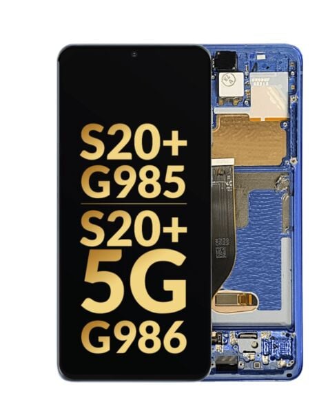 Galaxy S20 Plus 5G (G985 / G986) OLED Assembly w/ Frame (AURA BLUE) (Service Pack)