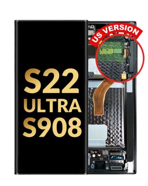 Galaxy S22 Ultra S908 OLED Assembly w/ Frame (PHANTOM BLACK) (US & International Version) (Service Pack)