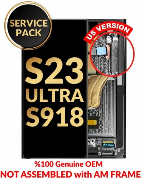 Galaxy S23 Ultra S918 Screen Assembly w/Frame (PHANTOM BLACK) (Service Pack)