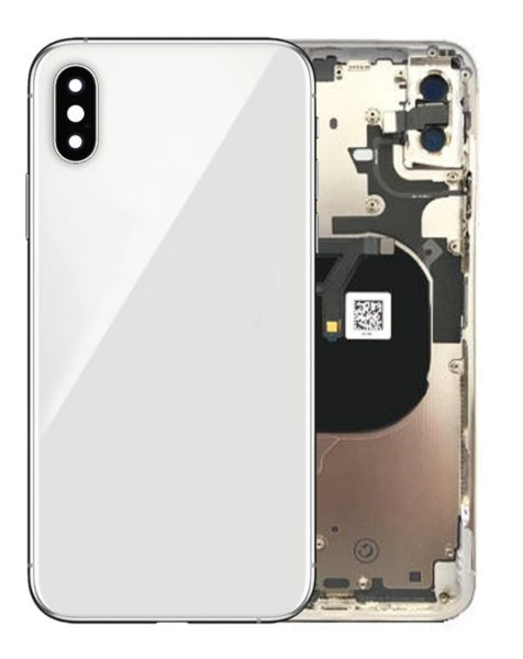 iPhone XS Max Back Housing Frame w/ Small Components Pre-Installed (NO LOGO) (SILVER)