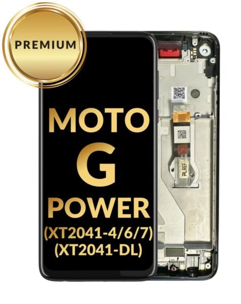 Motorola Moto G Power (XT2041-4 / XT2041-6 / XT2041-7 / XT2041-DL) LCD Assembly w/ Frame (BLACK) (Premium / Refurbished)