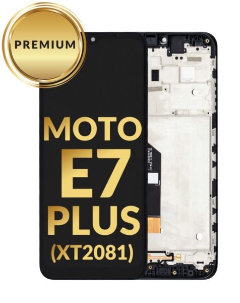 Motorola Moto E7 Plus (XT2081) LCD Assembly w/Frame (BLACK) (Premium/Refurbished)
