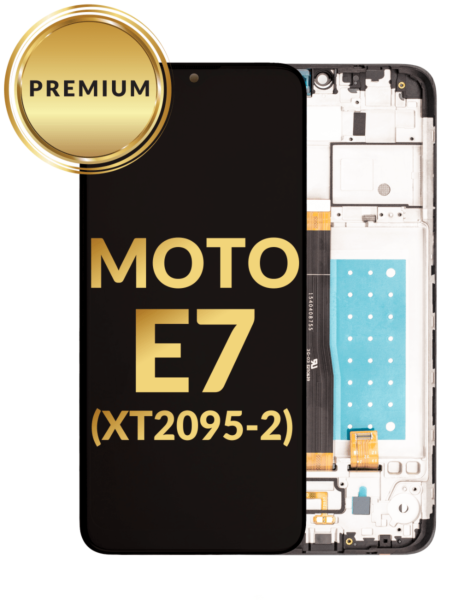Motorola Moto E7 (XT2095-2) LCD Assembly w/Frame (BLACK) (Premium/Refurbished)