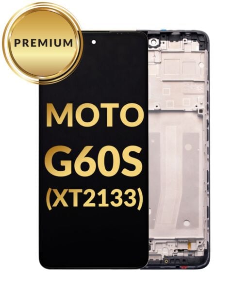 Motorola Moto G60S (XT2133 / 2021) LCD Assembly w/Frame (BLACK) (Premium/Refurbished)