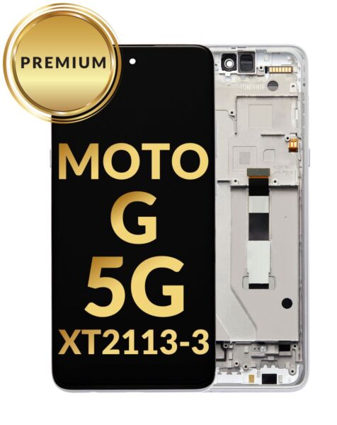 Motorola Moto G 5G (XT2113-3 / 2020) LCD Assembly w/ Frame (SILVER) (Premium/Refurbished)