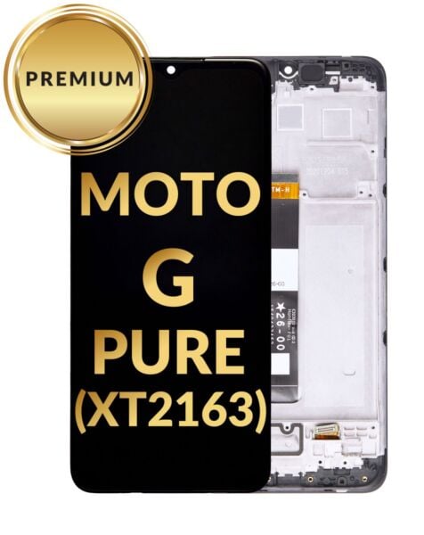 Motorola G Pure (XT2163 / 2021) LCD Assembly w/ Frame (BLACK) (Premium / Refurbished)