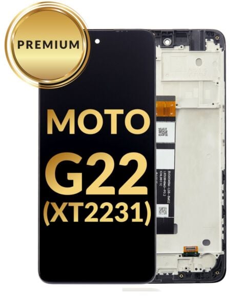Motorola Moto G22 (XT2231) LCD Assembly w/Frame (BLACK ) (Premium/Refurbished)