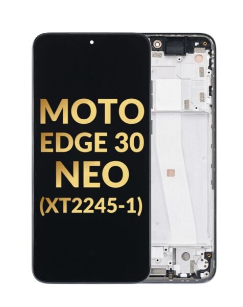 Motorola Edge 30 Neo (XT2245-1 / 2022) LCD Assembly w/ Frame (BLACK) (Premium / Refurbished)