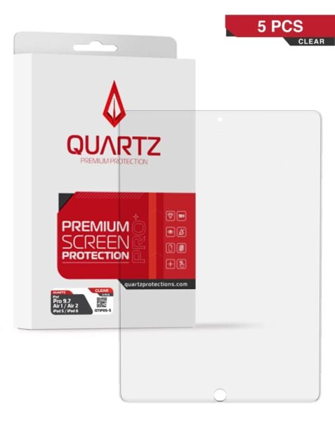 QUARTZ Clear Tempered Glass for iPad Pro 9.7 / Air 1 / Air 2 / iPad 5 / iPad 6 (Pack of 5)