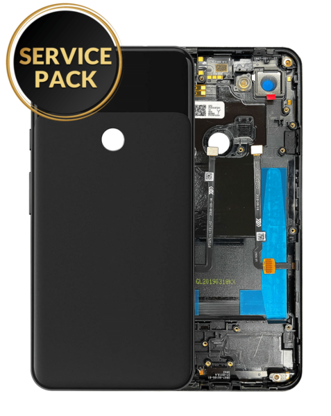 Google Pixel 3A XL Back Housing Frame w/ Small Components Pre-Installed (BLACK) (Service Pack)