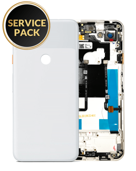 Google Pixel 3A XL Back Housing Frame w/ Small Components Pre-Installed (WHITE) (Service Pack)