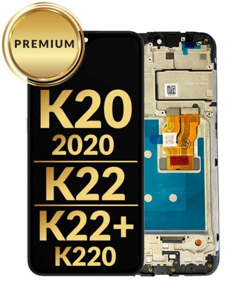 LG K20 (2020) / K22 / K22 Plus (K220) LCD Assembly w/ Frame (BLACK) (Premium / Refurbished)