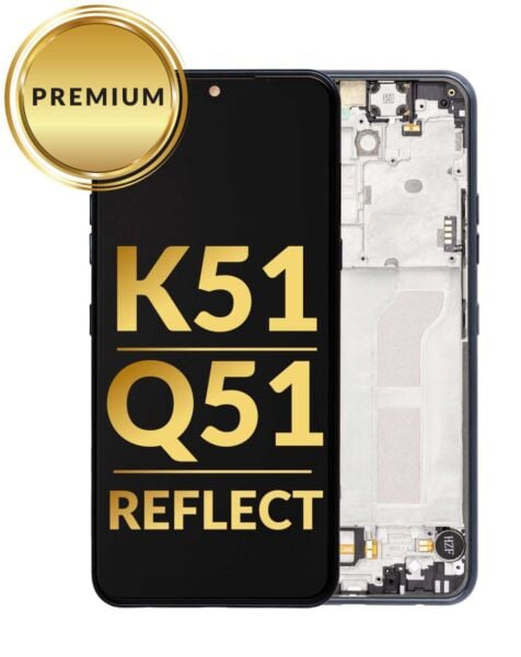 LG K51 / Q51 / Reflect LCD Assembly w/ Frame (BLACK) (Premium / Refurbished)