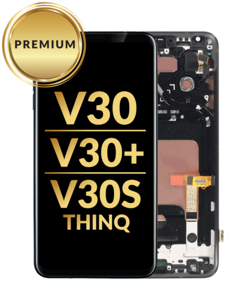 LG V30 / V30+ / V30S ThinQ LCD Assembly w/ Frame (BLACK) (Premium / Refurbished)