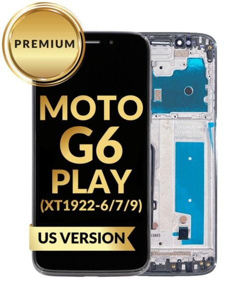 Motorola Moto G6 Play (XT1922-6-7-9) LCD Assembly w/Frame (BLACK) (US Version) (Premium/Refurbished)