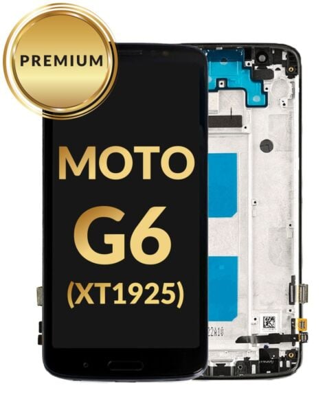 Motorola Moto G6 (XT1925) LCD Assembly w/Frame (BLACK) (Premium/Refurbished)