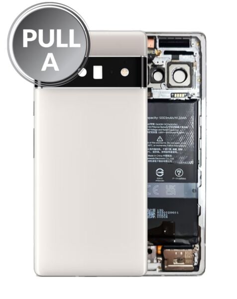 Google Pixel 6 Pro Back Housing Frame w/ Small Components Pre-Installed (WHITE) (OEM Pull A Grade)