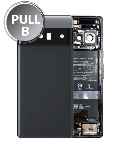 Google Pixel 6 Pro Back Housing Frame w/ Small Components Pre-Installed (BLACK) (OEM Pull B Grade)