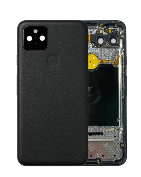 Google Pixel 5 Back Housing Frame w/ Small Components Pre-Installed (BLACK) (OEM Pull D Grade)