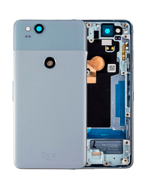 Google Pixel 2 Back Housing Frame w/ Small Components Pre-Installed (NO LOGO) (BLUE)