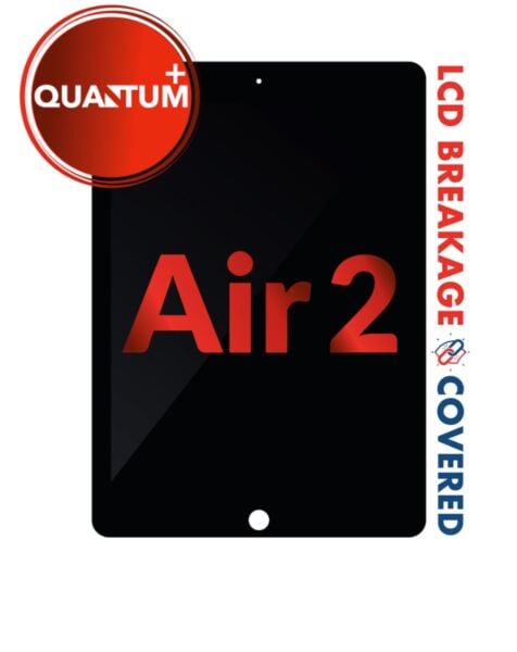 Quantum+ iPad Air 2 LCD Assembly (BLACK) (Sleep / Wake Sensor Flex Pre-Installed) (Exclusive LCD Breakage Warranty)