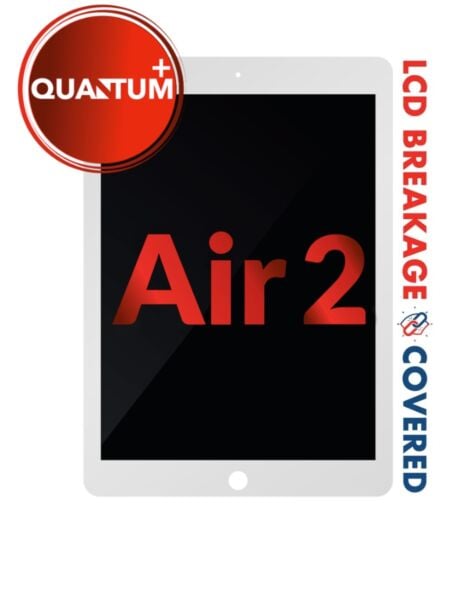 Quantum+ iPad Air 2 LCD Assembly (WHITE) (Sleep / Wake Sensor Flex Pre-Installed) (Exclusive LCD Breakage Warranty)