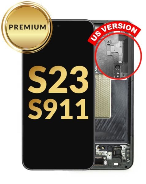 Galaxy S23 5G S911 Screen Assembly w/ Frame (PHANTOM BLACK) (US & International Version) (Premium / Refurbished)