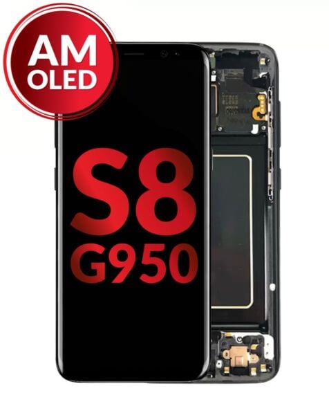 Galaxy S8 (G950) OLED Assembly w/ Frame (MIDNIGHT BLACK) (Aftermarket OLED)