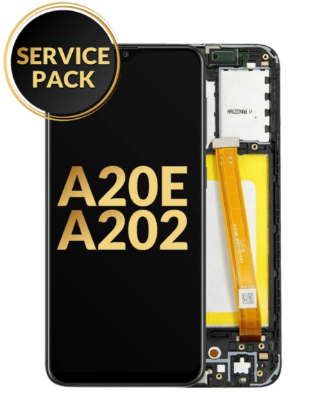 Galaxy A20E (A202 / 2019) LCD Assembly w/ Frame (BLACK) (Service Pack)