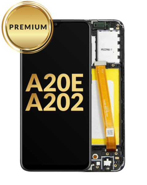 Galaxy A20E (A202 / 2019) LCD Assembly w/ Frame (BLACK) (Premium / Refurbished)