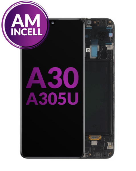 Galaxy A30 (A305U / 2019) LCD Assembly w/ Frame (BLACK) (Aftermarket INCELL)