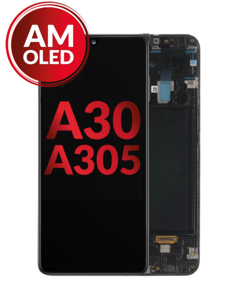 Galaxy A30 (A305 / 2019) OLED Assembly w/ Frame (BLACK) (Aftermarket OLED)