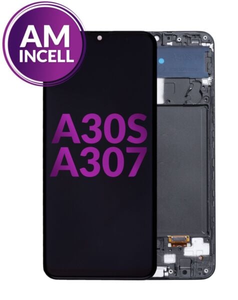 Galaxy A30S (A307 / 2019) LCD Assembly w/ Frame (BLACK) (Without Finger Print Sensor) (Aftermarket Incell)