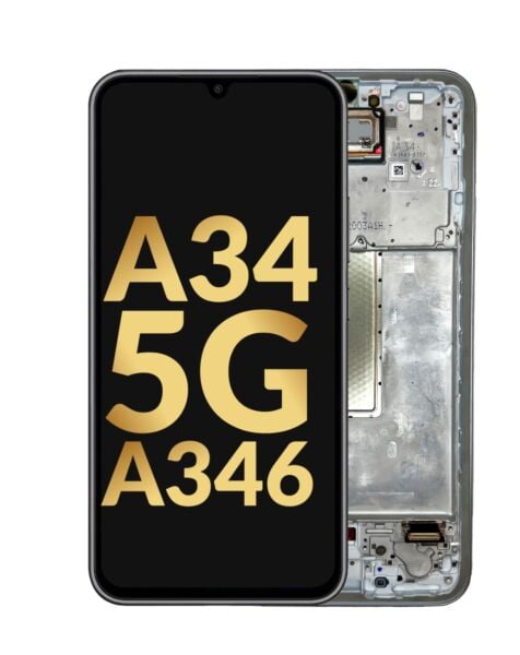 Galaxy A34 5G (A346 / 2023) LCD Assembly w/Frame (SILVER) (Service Pack)