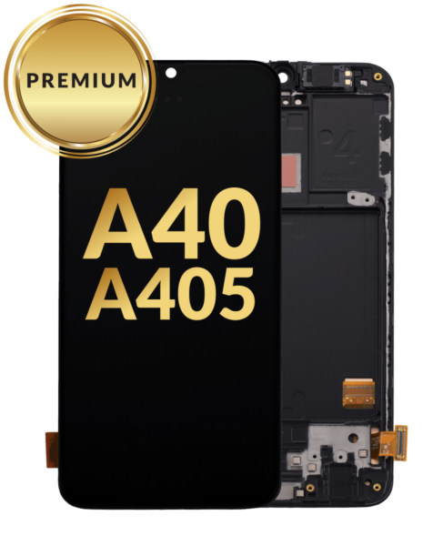 Galaxy A40 (A405 / 2019) LCD Assembly w/ Frame (BLACK) (Premium / Refurbished)