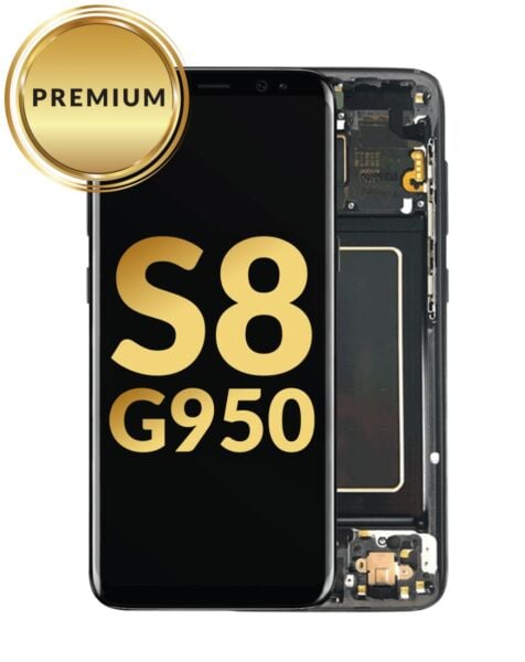 Galaxy S8 (G950) OLED Assembly w/ Frame (MIDNIGHT BLACK) (Premium / Refurbished)