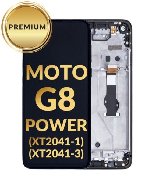 Motorola Moto G8 Power (XT2041-1 / XT2041-3) LCD Assembly w/Frame (BLACK) (Premium/Refurbished)