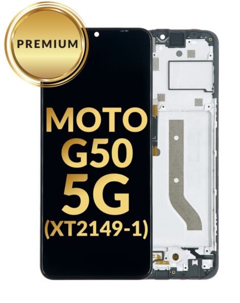 Motorola Moto G50 5G (XT2149-1) LCD Assembly w/Frame (BLACK) (Premium/Refurbished)